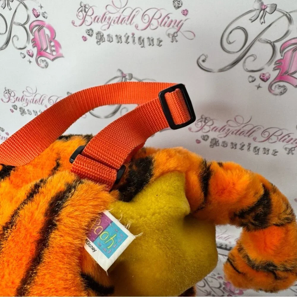 Disney tiger backpack Orange and Black Plush Toy backpack vintage zip up